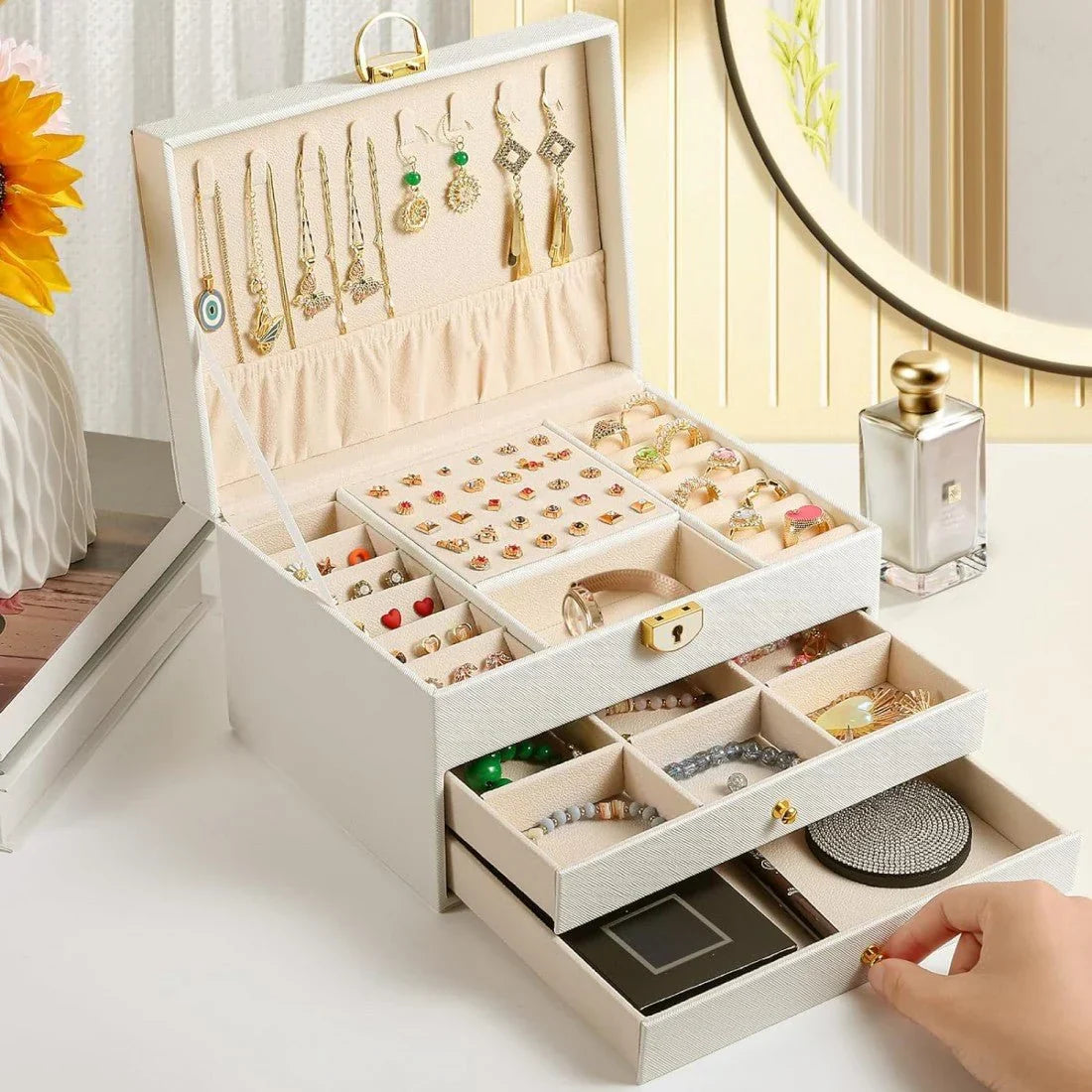 Luxury Multi-Layer Jewelry Storage Box with Drawers